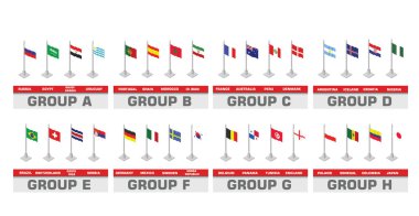 Futbol Dünya Kupası 2018. Ülke bayrakları takım Uluslararası Dünya Şampiyonası turnuva için kümesi