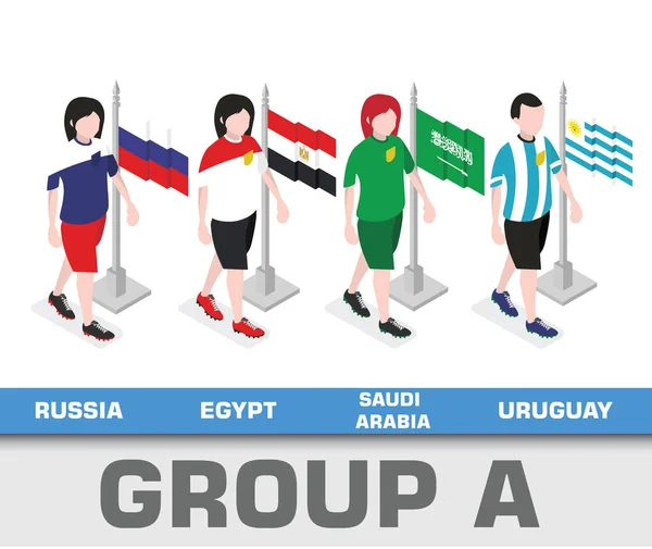 Campeonato Mundial Fútbol 2018 Grupo Equipos Grupo Rusia Egipto Arabia — Vector de stock