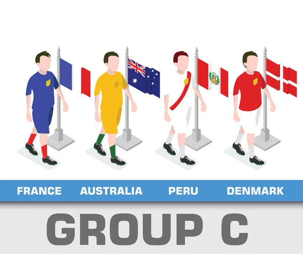 Campeonato Mundial Fútbol 2018 Grupo Equipos Grupo Francia Australia Perú — Vector de stock