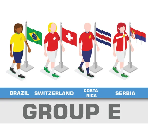 Tournoi Monde Football 2018 Groupe Équipe Groupe Brésil Suisse Costa — Image vectorielle