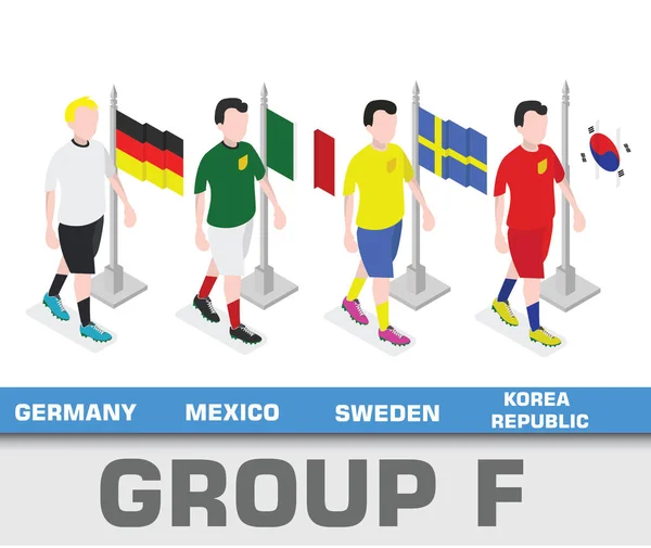 Tournoi Monde Football 2018 Groupe Équipe Groupe Allemagne Mexique Suède — Image vectorielle