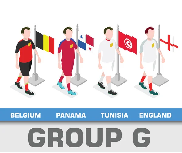 Tournoi Monde Football 2018 Groupe Équipe Groupe Belgique Panama Tunisie — Image vectorielle