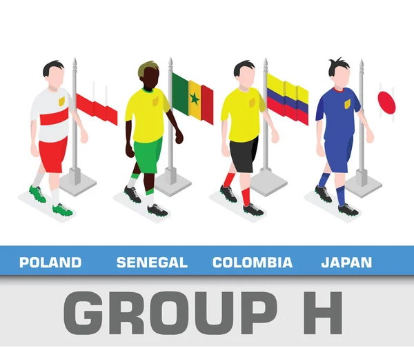 Tournoi Monde Football 2018 Groupe Équipe Groupe Pologne Sénégal Colombie — Image vectorielle