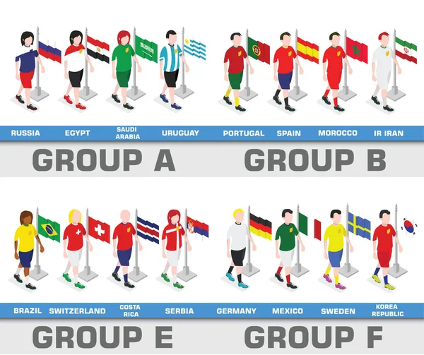 Coupe Monde Football 2018 Ensemble Drapeaux Nationaux Pour Tournoi International — Image vectorielle