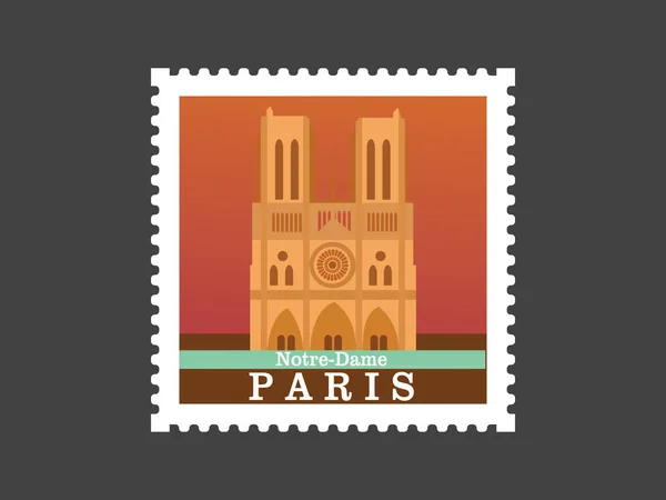 Notre Dame Paris Frankrike Poststämpel — Stock vektor
