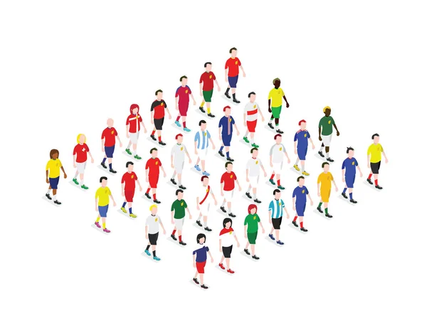 Набор Футболистов Белом Фоне Векторная Иллюстрация — стоковый вектор