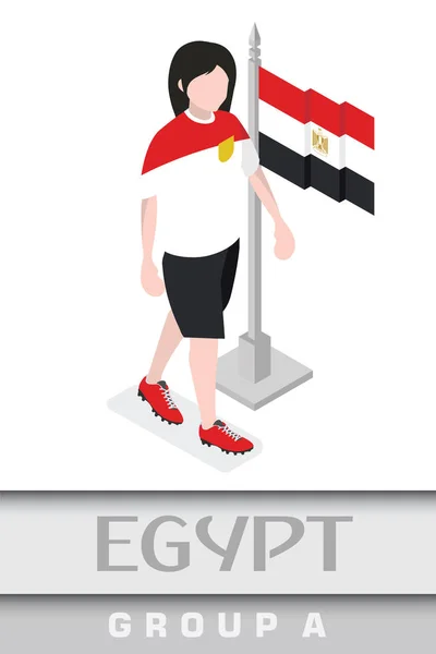 Jogador Futebol Egípcio Com Bandeira Nacional Para Torneio Internacional Campeonato —  Vetores de Stock