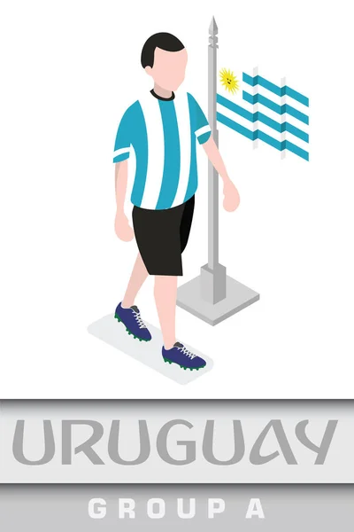 Jugador Fútbol Uruguayo Con Bandera Nacional Para Campeonato Mundial Internacional — Archivo Imágenes Vectoriales