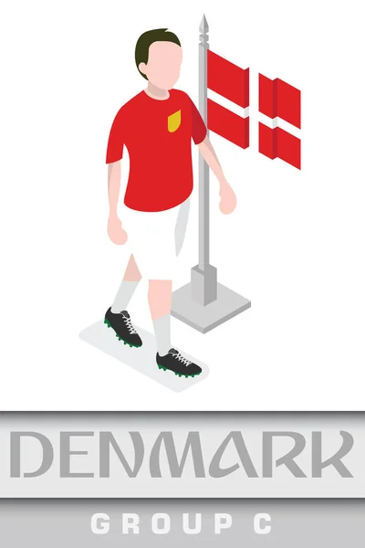 Δανικός Παίκτης Ποδοσφαίρου Την Εθνική Σημαία Για Διεθνή Μόσχα 2018 — Διανυσματικό Αρχείο