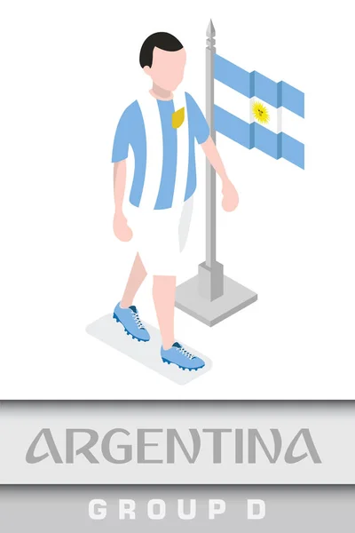 Jugador Fútbol Argentino Con Bandera Nacional Para Campeonato Mundial Internacional — Archivo Imágenes Vectoriales