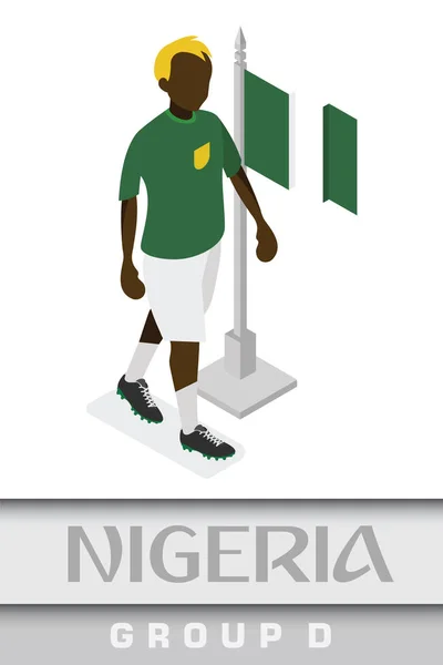 Jugador Fútbol Nigeriano Con Bandera Nacional Para Campeonato Mundial Internacional — Archivo Imágenes Vectoriales