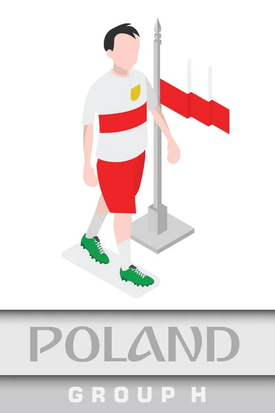 波兰人橄榄球运动员以国旗为国际莫斯科2018世界冠军比赛 — 图库矢量图片