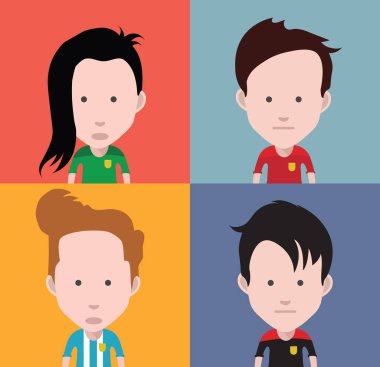 Futbol oyuncu renk arka plan, vektör çizim üzerinde set