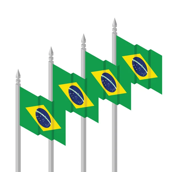 Ilustração Vetorial Colorida Com Bandeiras Brasil —  Vetores de Stock