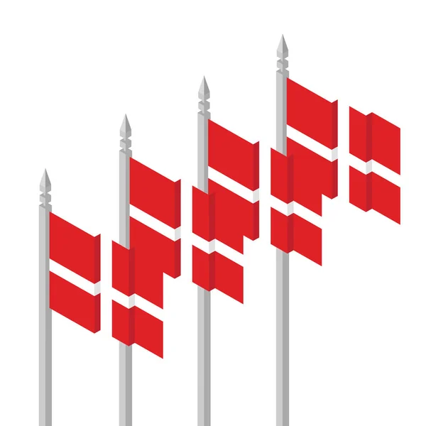 デンマーク等尺性フラグ ベクトル図 — ストックベクタ