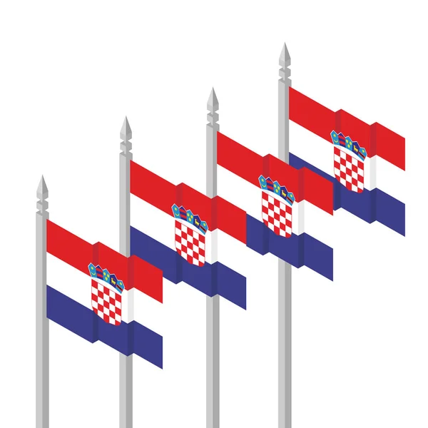 Banderas Isométricas Croacia Ilustración Vectorial — Vector de stock