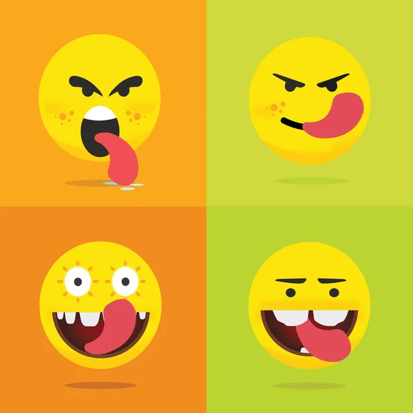 Emojis Smiley Icons Tongues Vector Illustration — Stock Vector