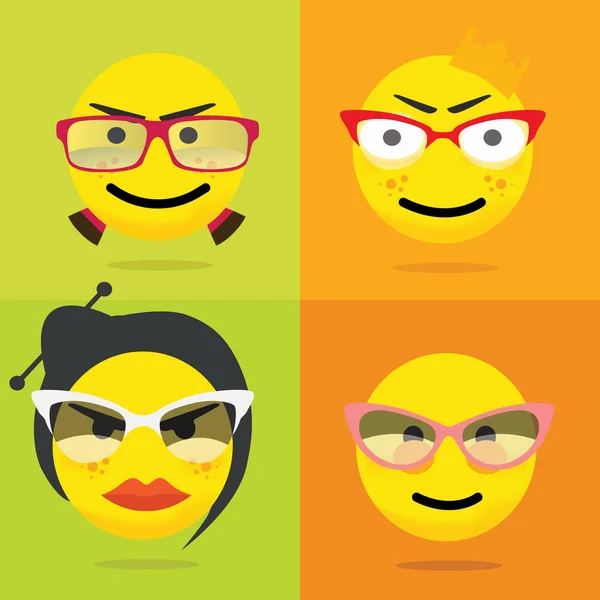 Colorful Vector Illustration Yellow Emoticons Set Emoji Collection — Stock Vector