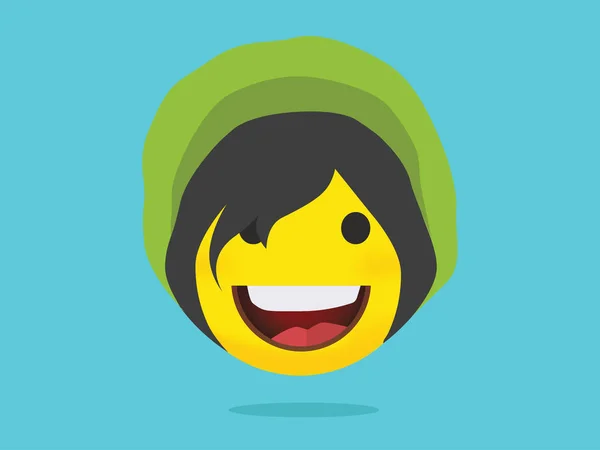 Emoji Niña Feliz Amarillo Emoticono Ilustración Vectorial — Archivo Imágenes Vectoriales