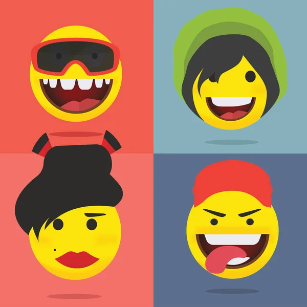 Conjunto Emoticons Amarelos Conjunto Emoji Ilustração Vetorial — Vetor de Stock