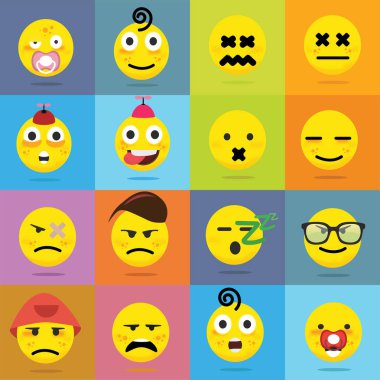 Yaratıcı ifadeler, renkli arka plan üzerinde suratlar illüstrasyon vektör