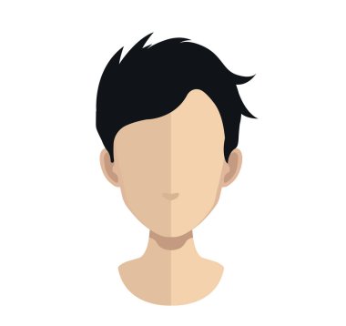 Saç kesimi şablonu ile erkek başının renkli vektör illüstrasyon