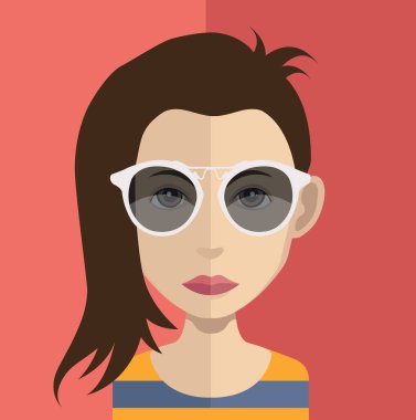 Saç modeli ve gözlük, vektör çizim ile kadın avatar