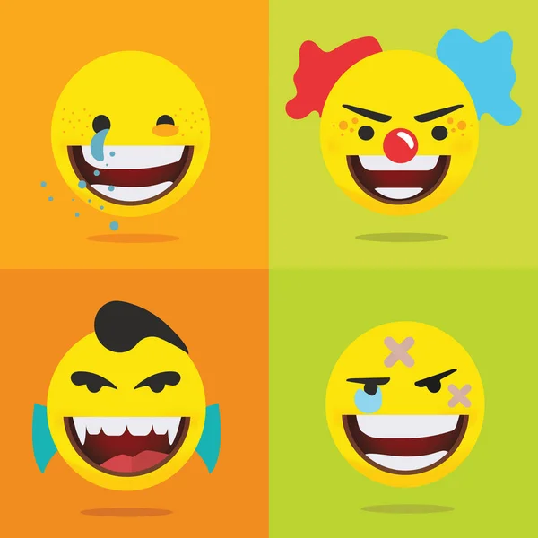 Illustrazione Vettoriale Colorata Del Set Emoticon Gialle Collezione Emoji — Vettoriale Stock