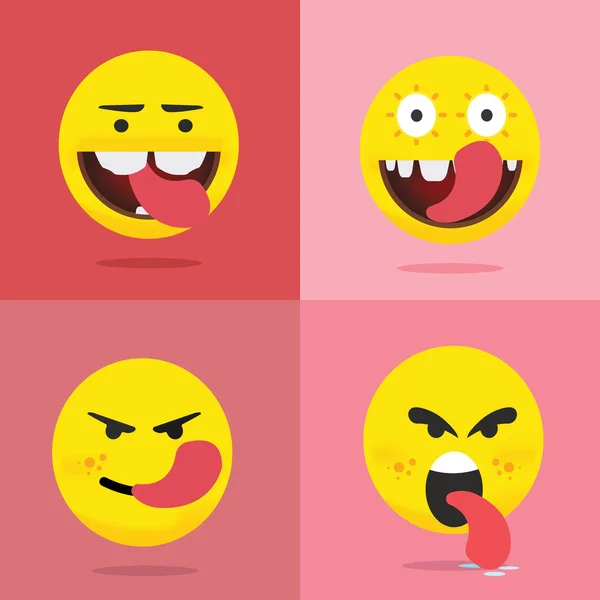 Colorful Vector Illustration Yellow Emoticons Set Emoji Collection — Stock Vector
