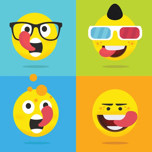 Illustrazione Vettoriale Colorata Del Set Emoticon Gialle Collezione Emoji — Vettoriale Stock