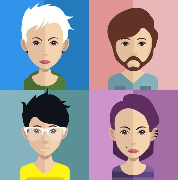 男性和女性头像的彩色矢量插图 — 图库矢量图片