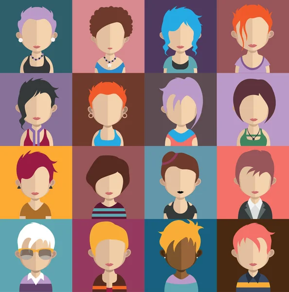 Sada různorodých avatary — Stockový vektor