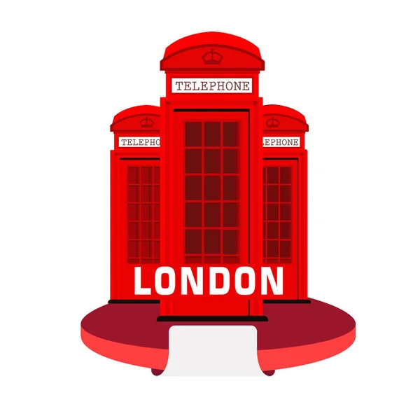 Colorida Ilustración Vectorial Cabinas Telefónicas Rojas Londres — Vector de stock