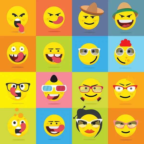 Emoticons Criativos Smileys Sobre Fundo Cor Ilustração Vetorial — Vetor de Stock