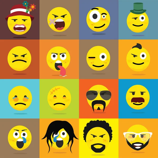 Emoticons Criativos Smileys Sobre Fundo Cor Ilustração Vetorial — Vetor de Stock