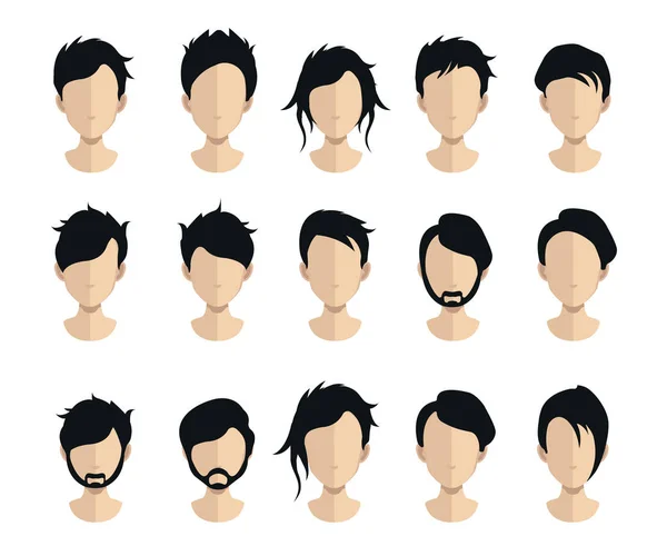 Avatar Başkanları Ile Saç Modelleri Saç Toplama Vektör Çizim — Stok Vektör