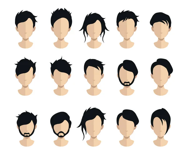 Avatar Heads Hairstyles Haircut Collection Vector Illustration — Stock