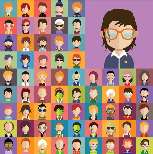 Set di avatar diversi — Vettoriale Stock