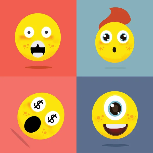 Wondering Emoji Smiley Faces Vector Illustration — Stock Vector