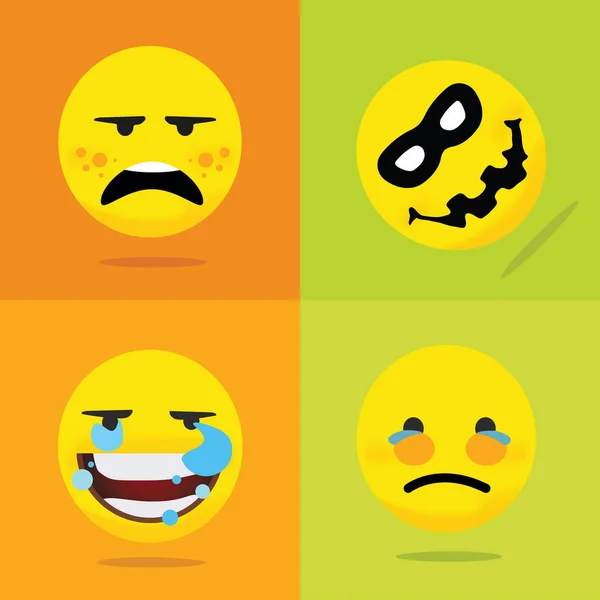 Emoji Jaunes Visages Souriants Illustration Vectorielle — Image vectorielle