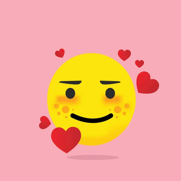 Yellow Emoji Smiley Face Hearts Vector Illustration — Stock Vector