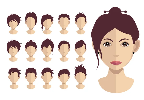 Avatar Heads Hairstyles Haircut Collection Vector Illustration — Stock Vector