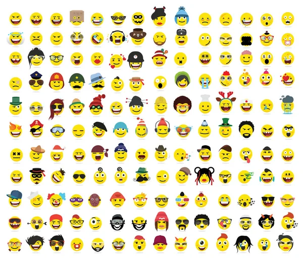 Colorful Vector Illustration Yellow Emoticons Set Emoji Collection — Stock Vector