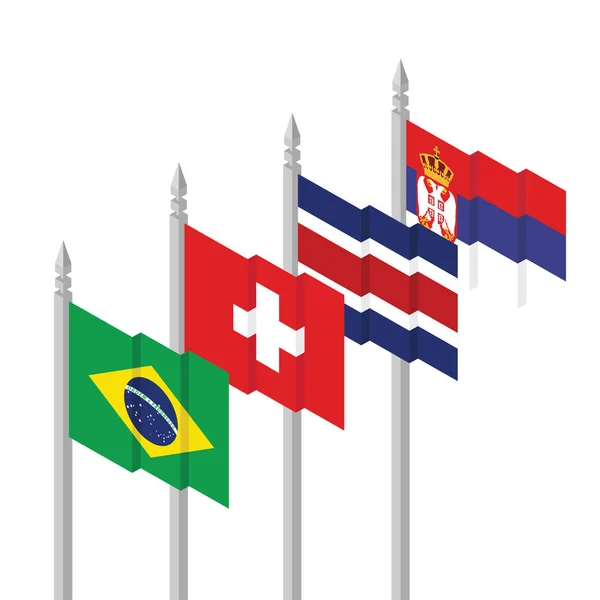 Ilustración Vectorial Colorida Con Banderas Mundo Surtidos — Archivo Imágenes Vectoriales