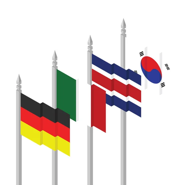 Kleurrijke Vector Illustratie Met Geassorteerde Vlaggen Van Wereld — Stockvector