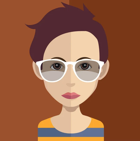 Avatar Féminin Avec Coiffure Lunettes Illustration Vectorielle — Image vectorielle