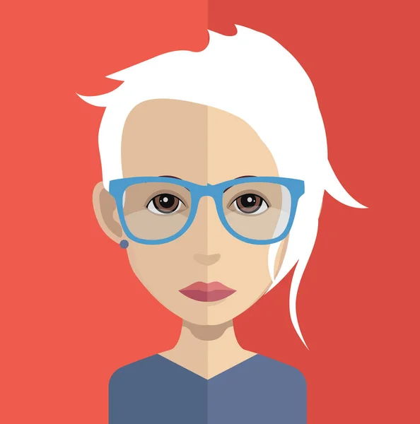 Female Avatar Hairstyle Eyeglasses Vector Illustration — Stock Vector