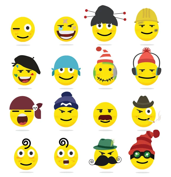 Emoticons Criativos Smileys Isolados Fundo Branco Ilustração Vetorial — Vetor de Stock