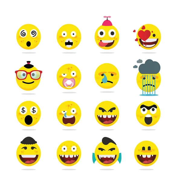 Emoticons Criativos Smileys Isolados Fundo Branco Ilustração Vetorial — Vetor de Stock