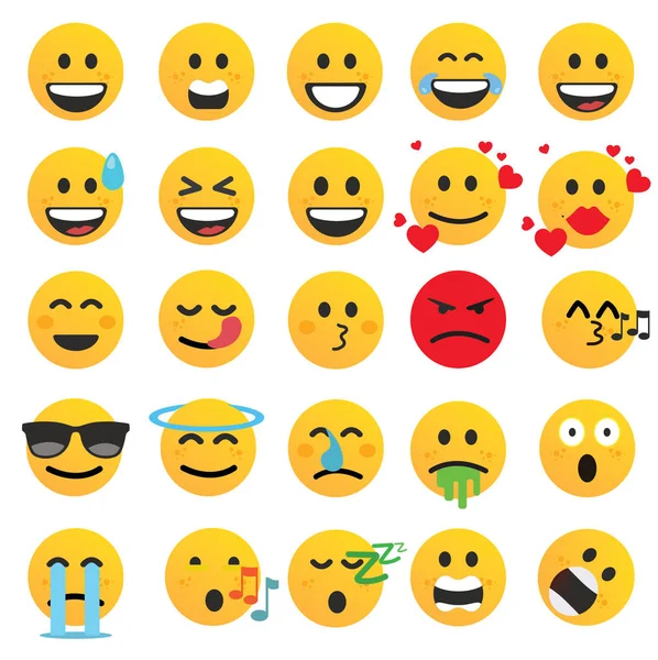 Ensemble Émoticônes Ensemble Emoji Icônes Sourire — Image vectorielle